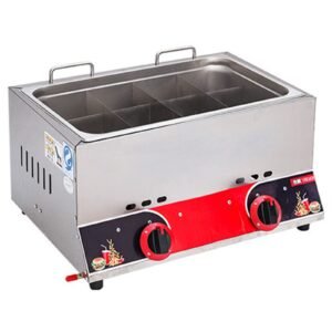 Mesin penggoreng gas 2 tungku bahan stainless ukuran 56 x 41 x 30 cm