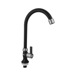 Kran leher angsa PE4 ZC Black untuk pemasangan bak cuci piring atau wastafel.